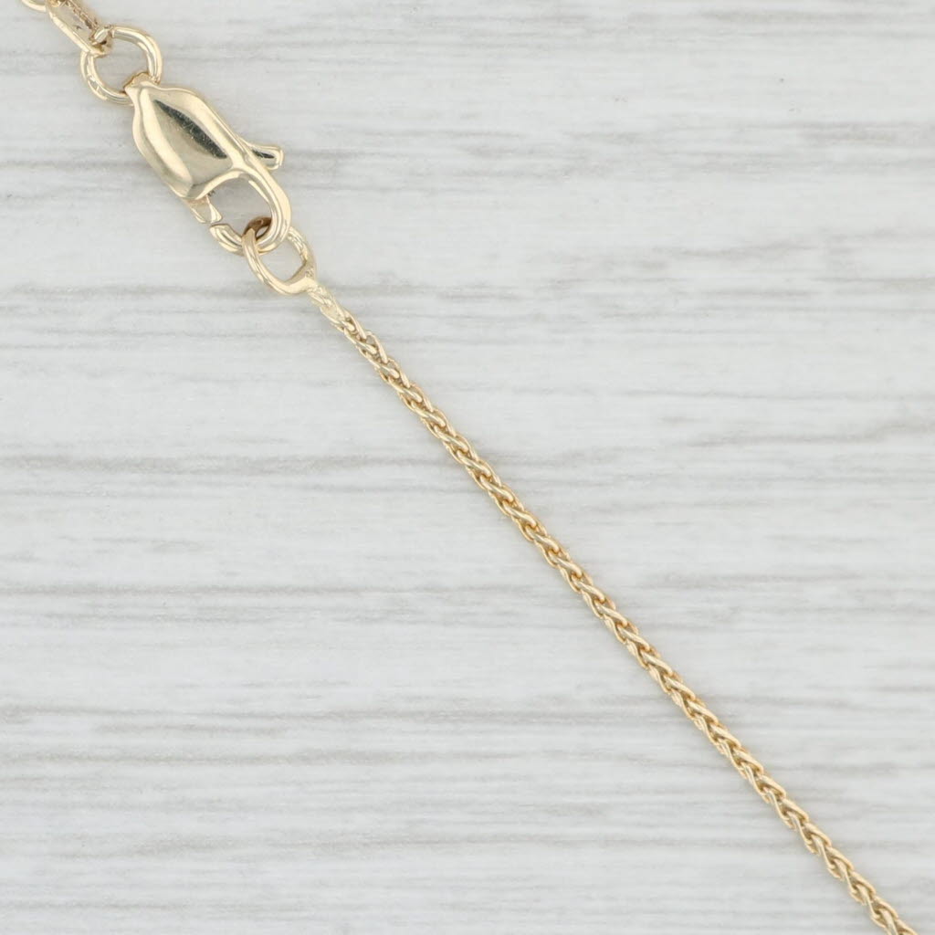 Light Gray 0.44ctw Diamond Cluster Pendant Necklace 10k Yellow Gold 24" Wheat Chain