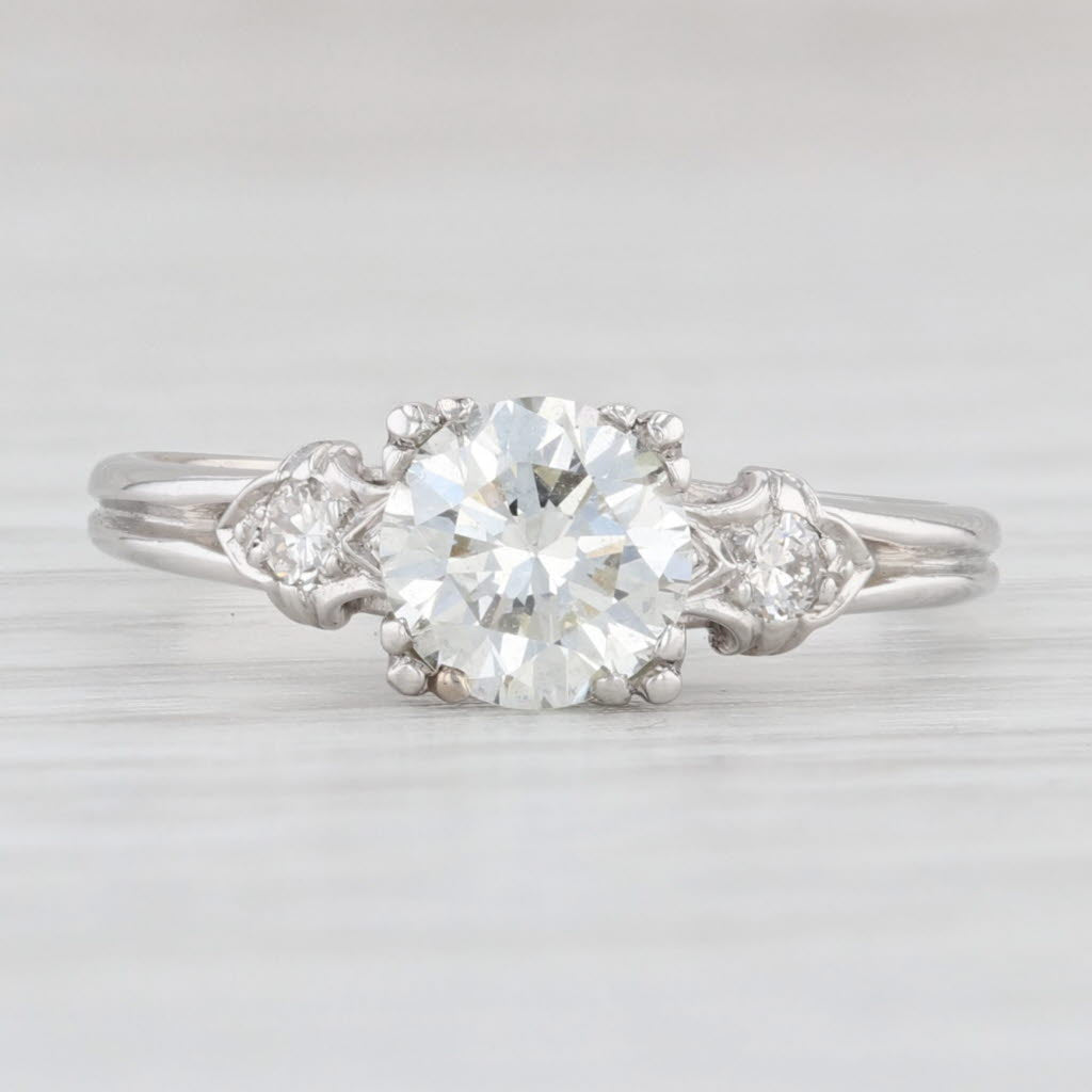 Light Gray Vintage 0.97ctw VS Round Diamond Engagement Ring Platinum Size 6.25 GIA
