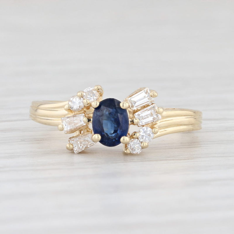Light Gray 0.56ctw Blue Sapphire Diamond Ring 14k Yellow Gold Size 5 Engagement