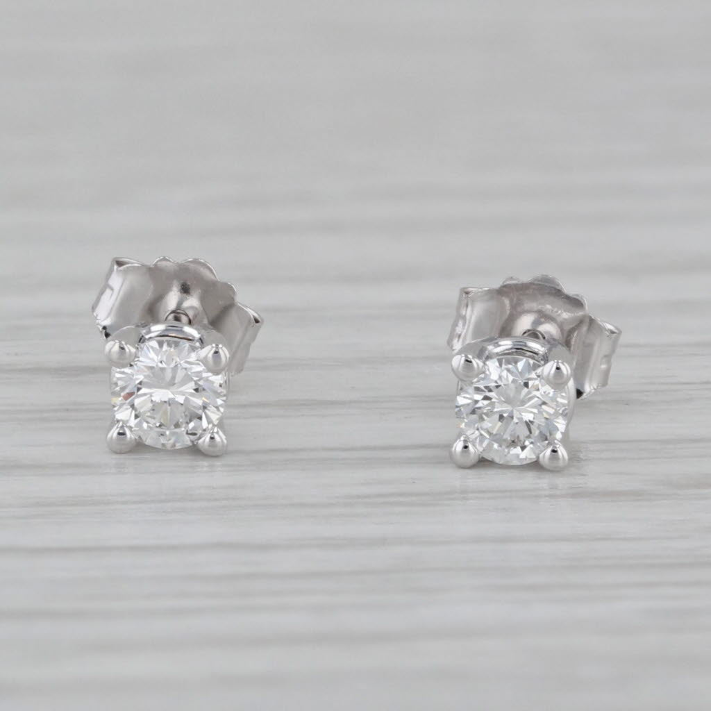 Gray New 0.32ctw Diamond Stud Earrings 14k White Gold Round Solitaire Studs