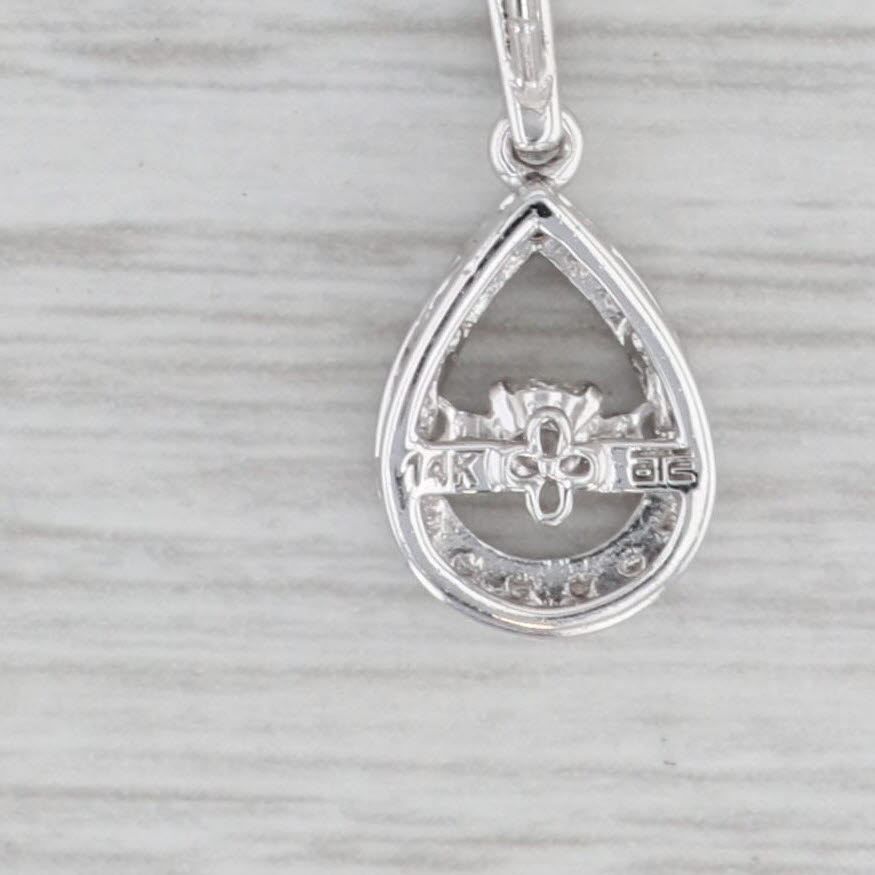 Gray 0.18ctw Moving Diamond Teardrop Pendant 14k White Gold