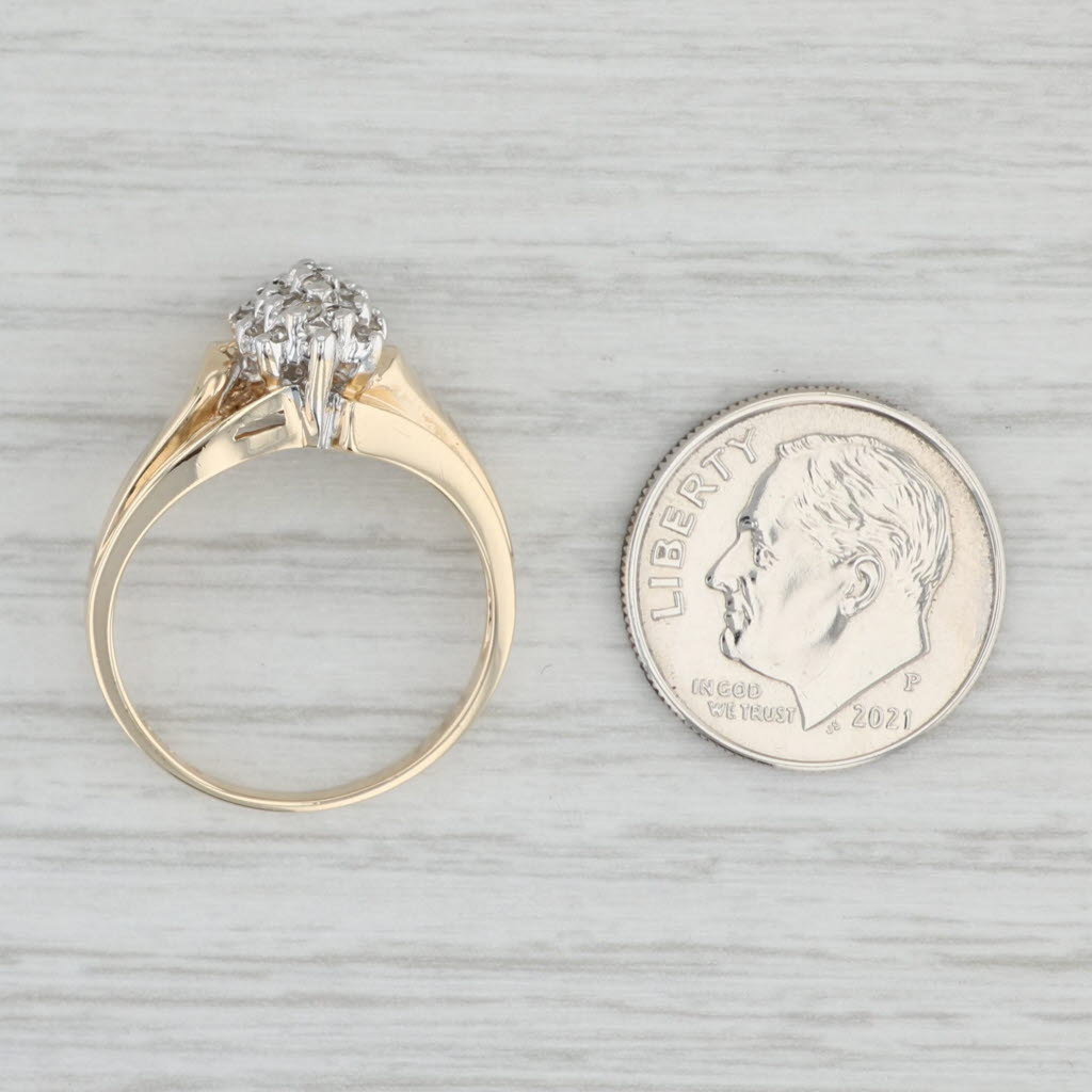 Light Gray 0.16ctw Diamond Cluster Ring 10k Yellow Gold Size 7 Engagement