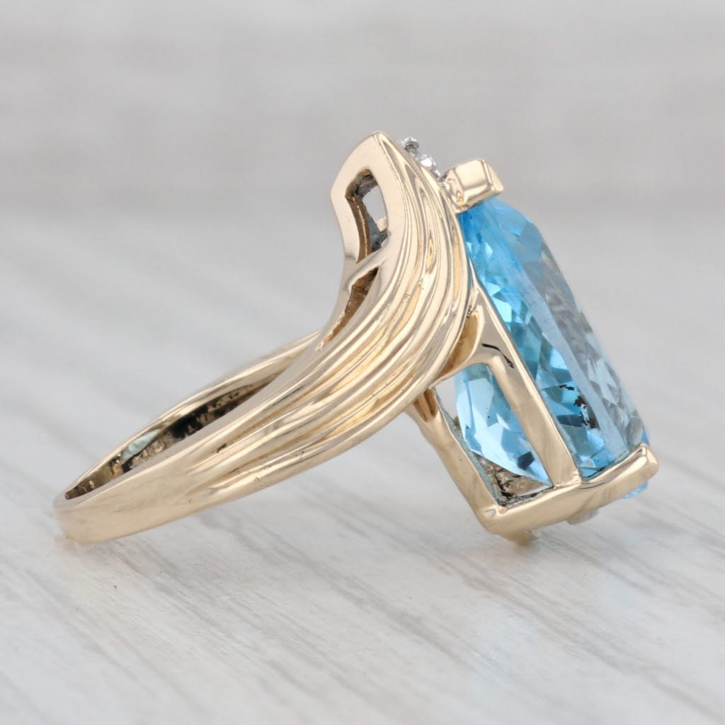 Gray 7.30ctw Teardrop Blue Topaz Diamond Ring 14k Yellow Gold Size 5 Cocktail