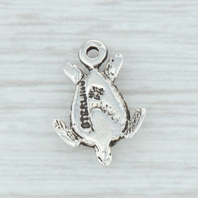 Light Gray Little Sea Turtle Charm Sterling Silver 925 Nautical Beach