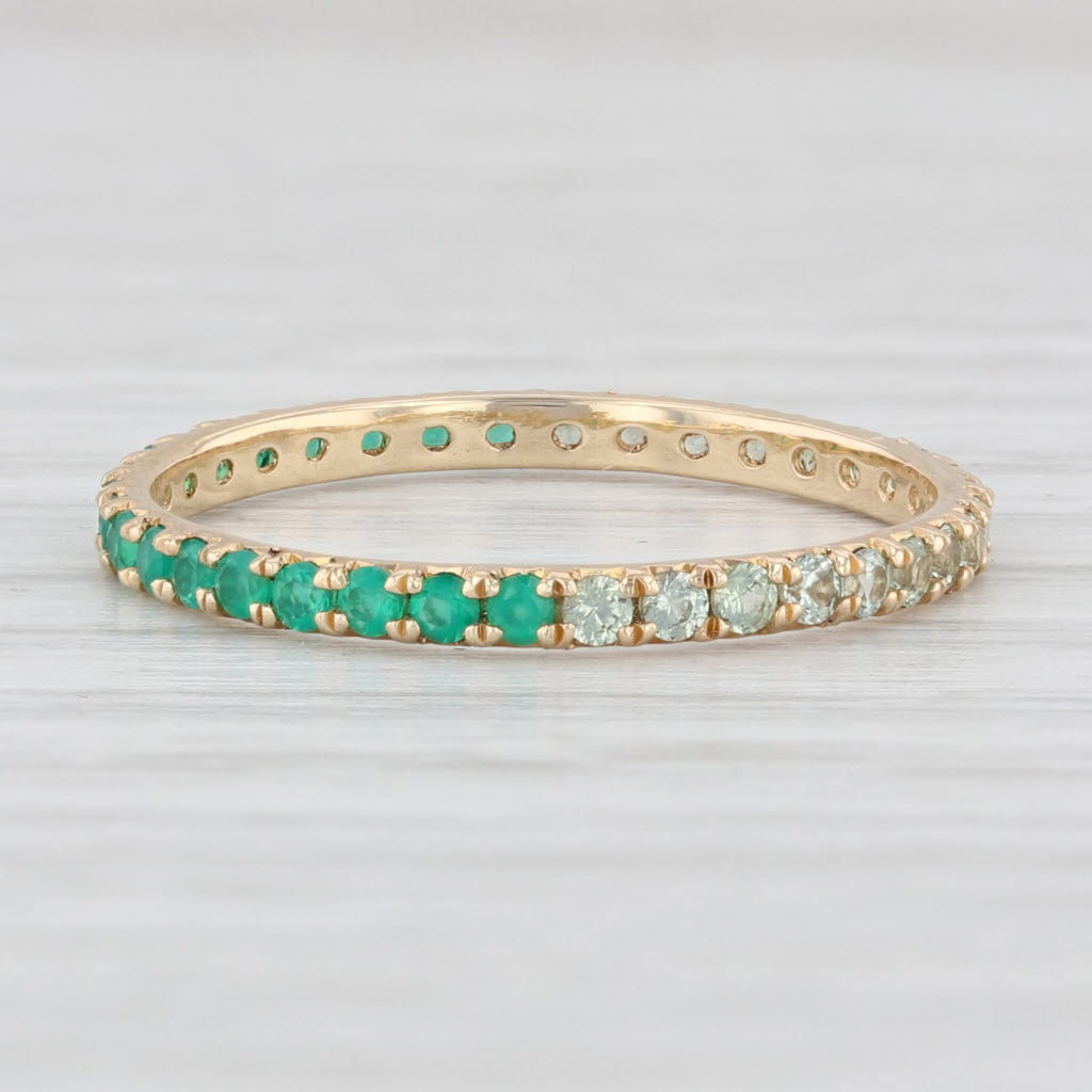 Light Gray New 0.68ctw Green Onyx Sapphire Eternity Band 14k Gold Stackable Ring Size 6.75