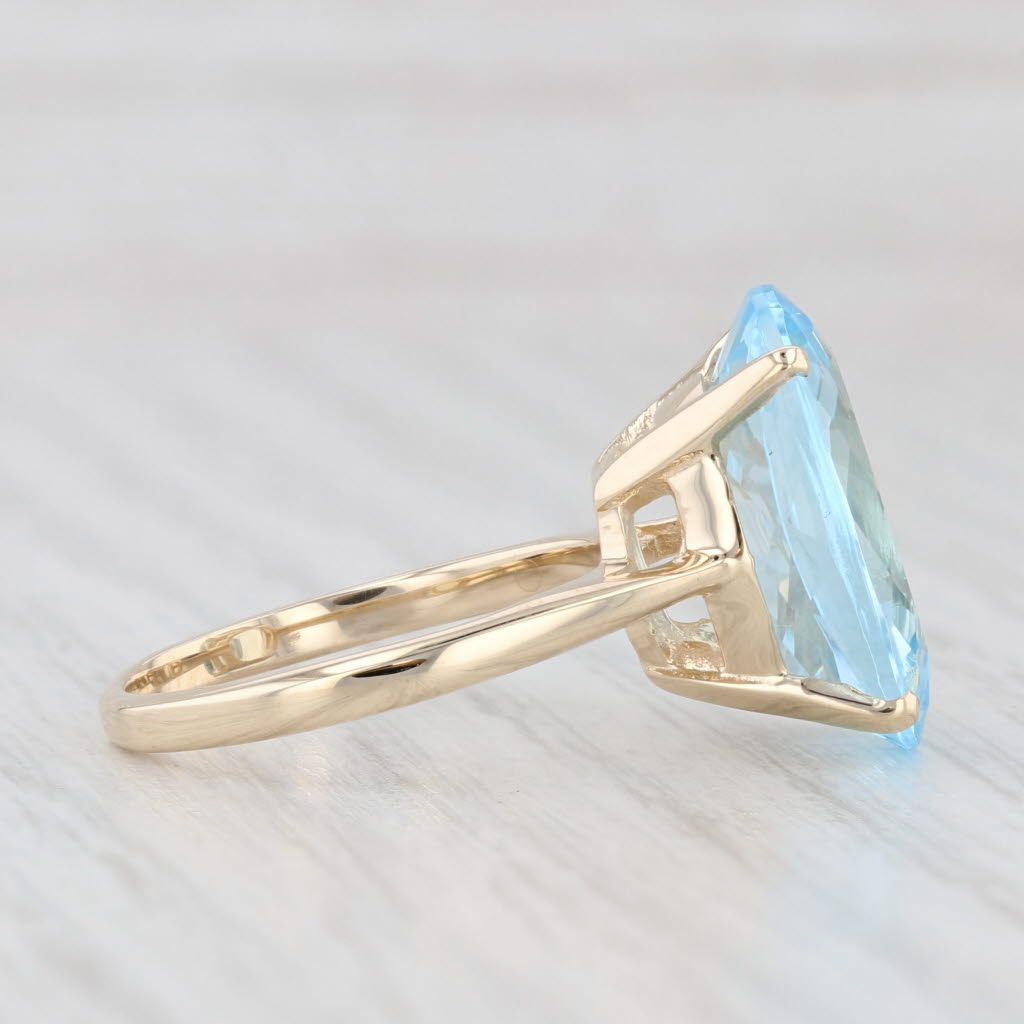 Light Gray 9.41ct Oval Blue Topaz Solitaire Ring 14k Yellow Gold Size 6.5
