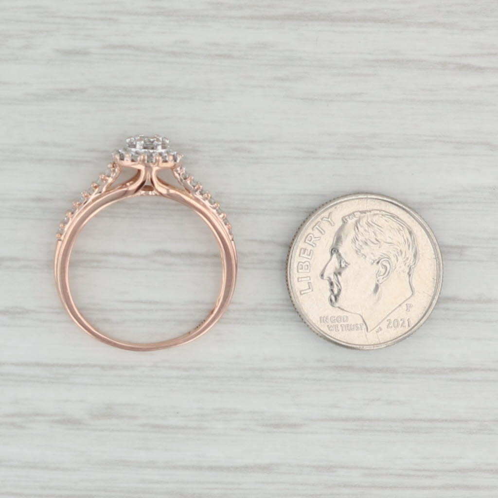 Light Gray 0.20ctw Round Diamond Halo Engagement Ring 10k Rose Gold Size 7