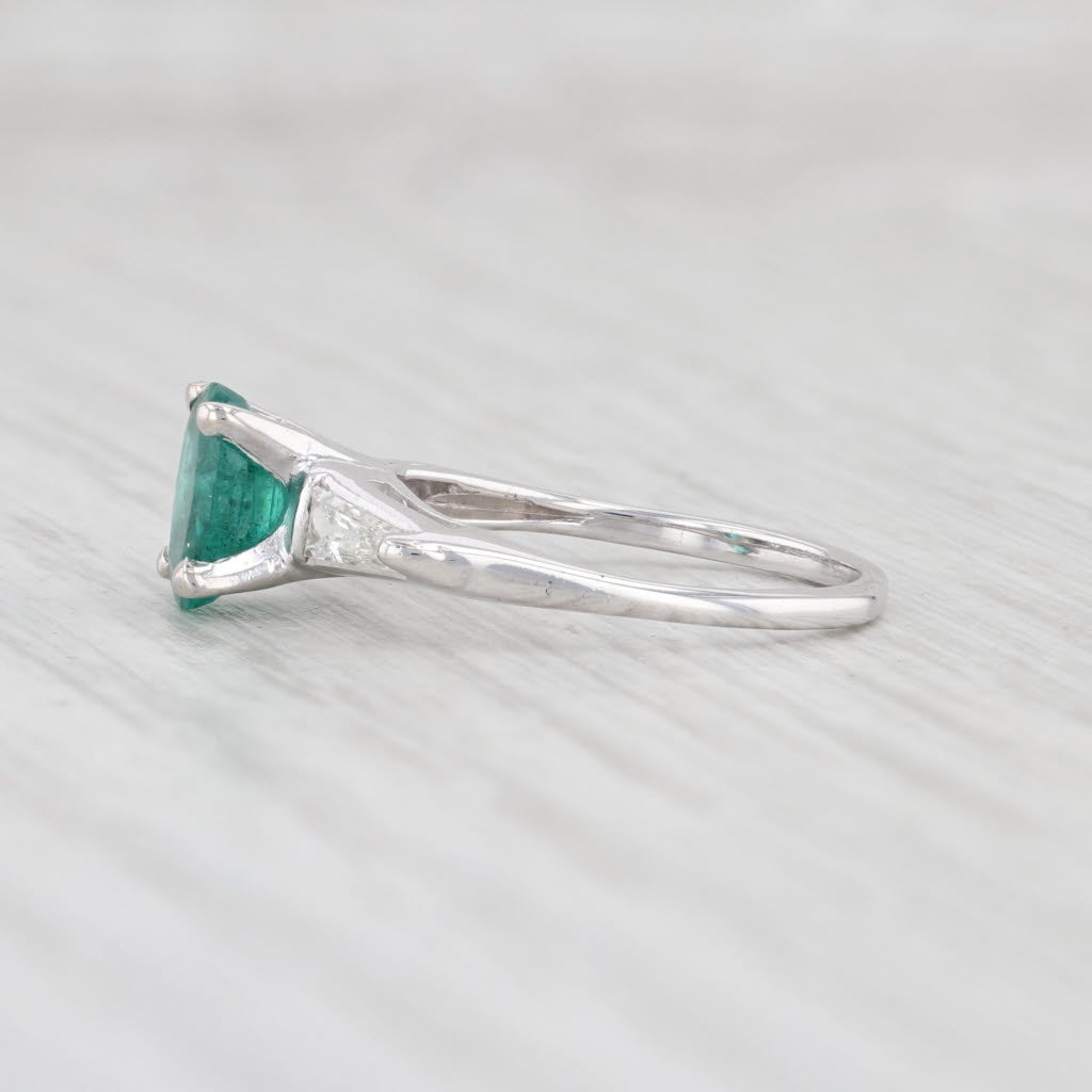 Light Gray 0.80ctw Emerald Diamond Ring 14k White Gold Size 3.25 Engagement May Birthstone