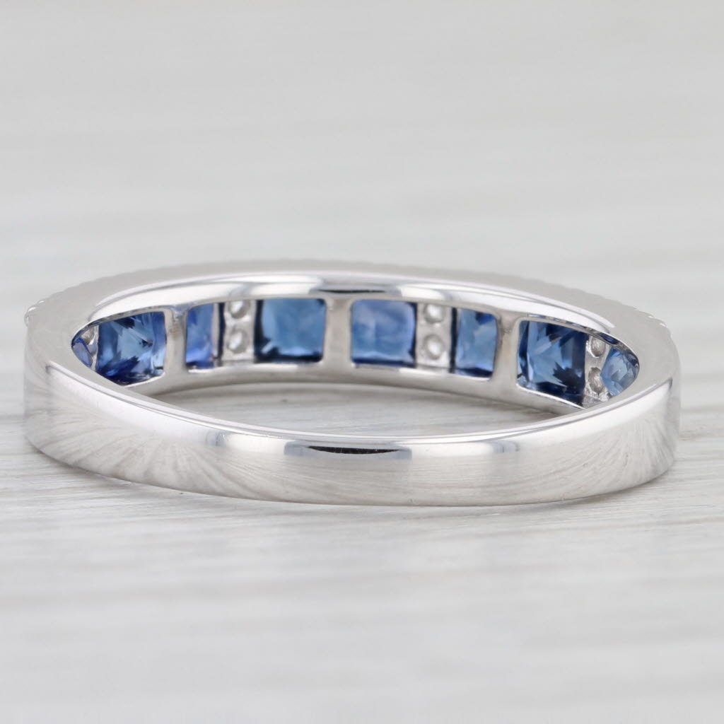 Light Gray New 0.94ctw Blue Sapphire Diamond Stackable Ring 14k White Gold Sz 7.25 Stacking