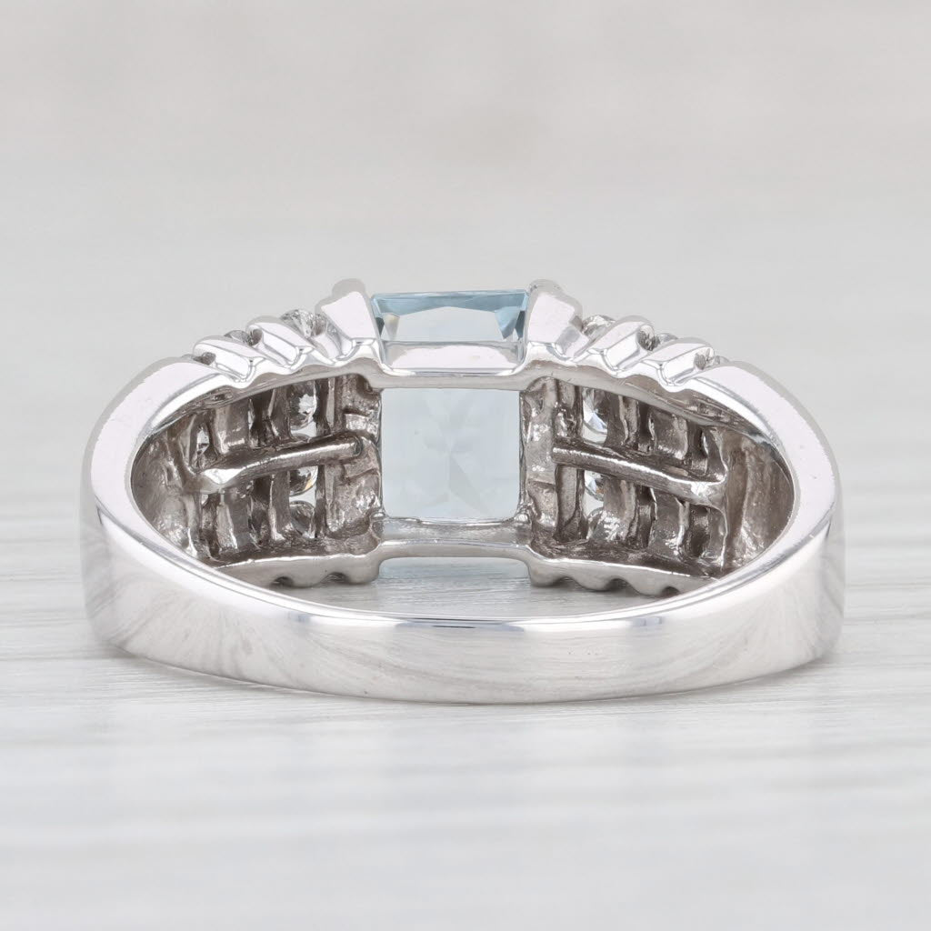 Light Gray 1.65ctw Aquamarine Diamond Ring 14k White Gold Size 8.5 March Birthstone