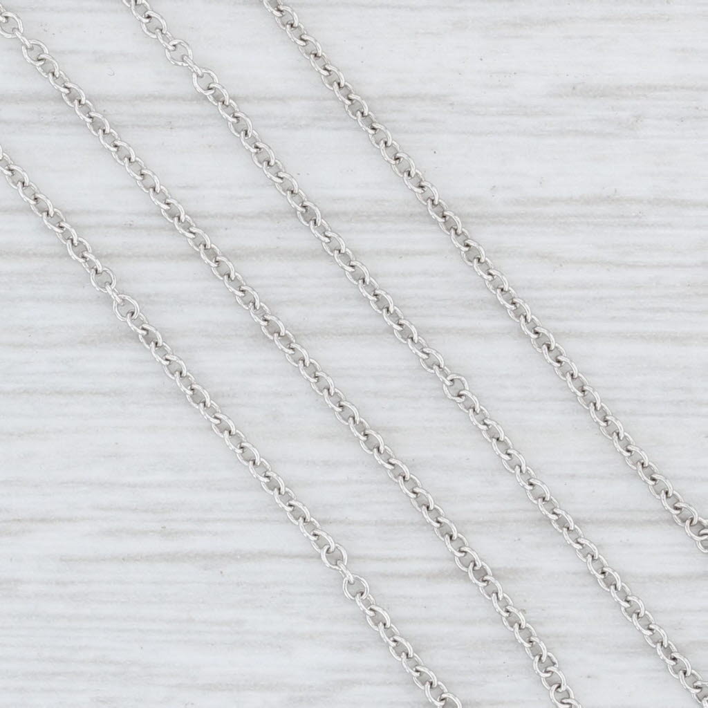 Light Gray Cable Chain Necklace Blue Topaz Drop 18k White Gold 1518" Adjustable Teardrop