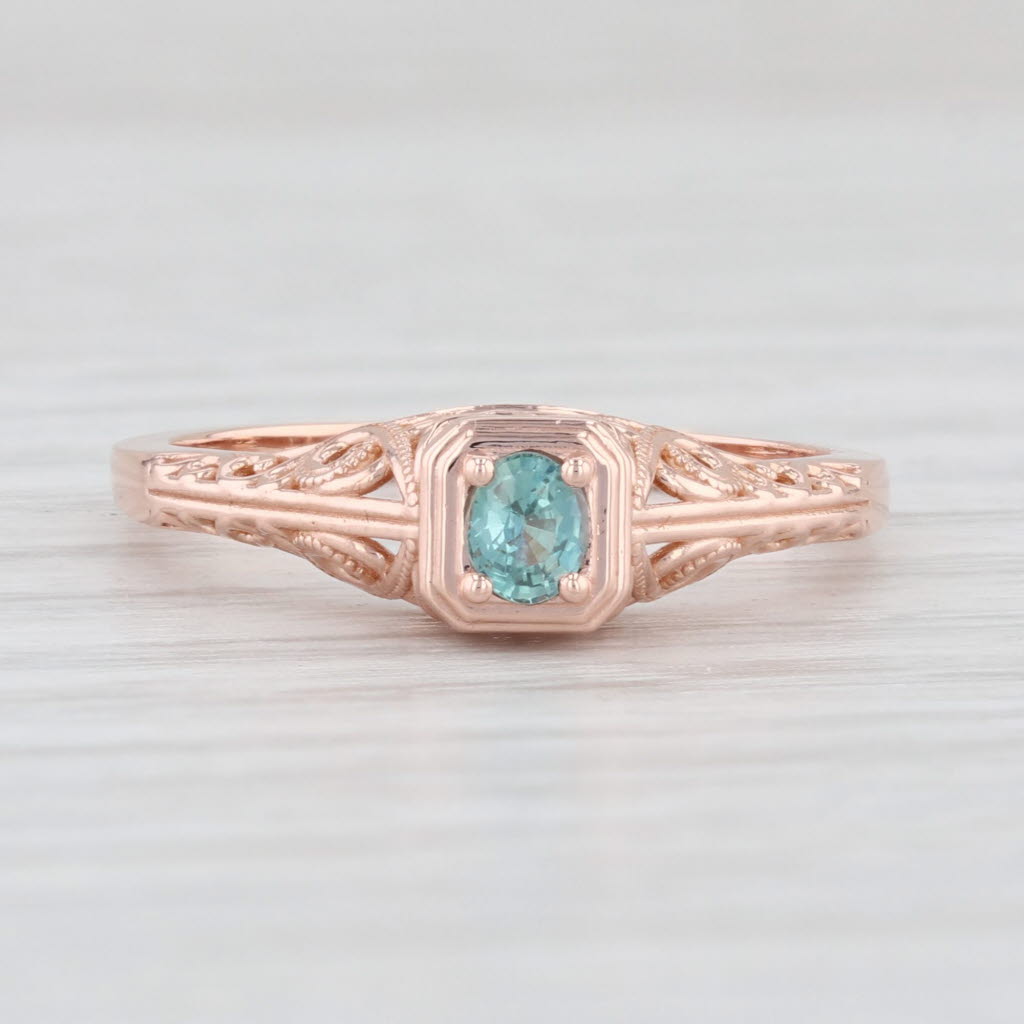 Light Gray New 0.18ct Green Alexandrite Ring 14k Rose Gold Size 6.5 Oval Solitaire Filigree