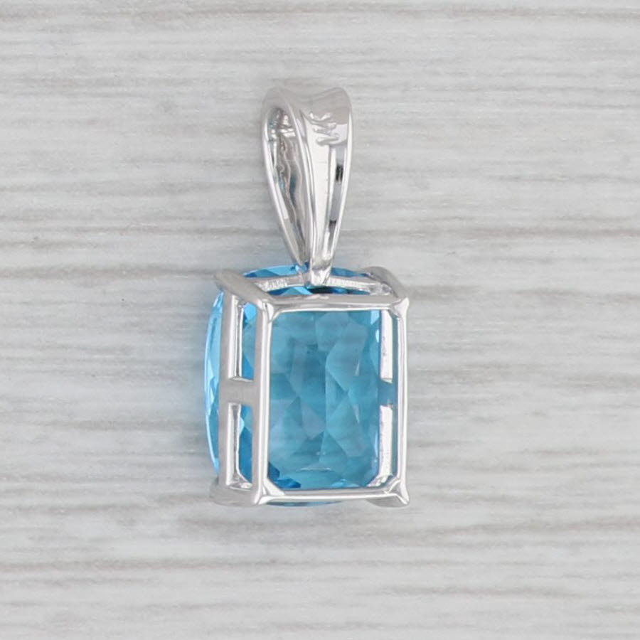 Gray 3.50ct Blue Topaz Pendant 14k White Gold Rectangle Solitaire