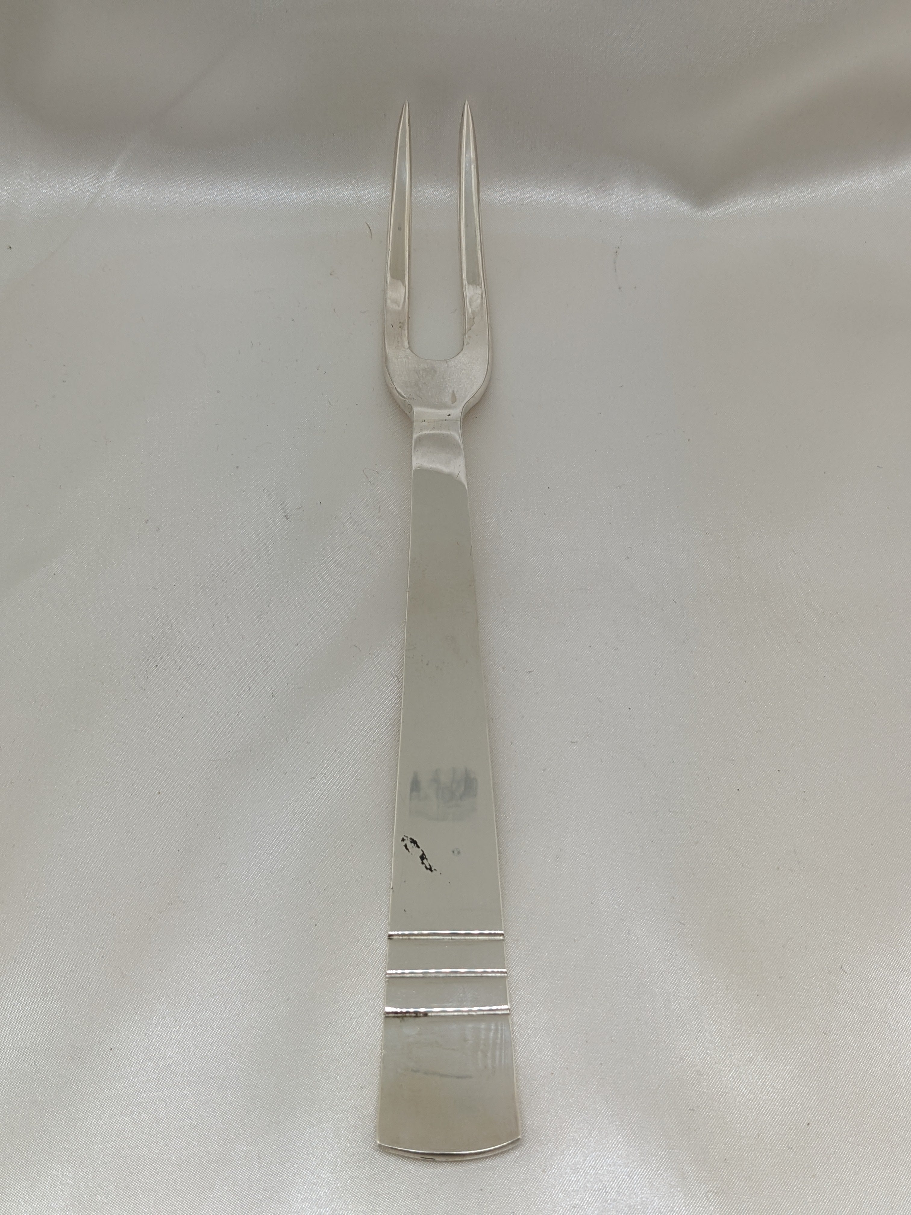 Dark Gray Carving Set Fork & Knife Sterling Silver TB-59 Taxco Colonial Blade 9.75" 13"