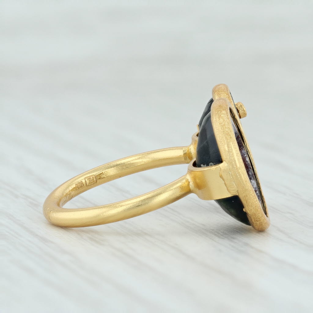 Light Gray New Agate Druzy Quartz Geode Ring Sterling Silver 18k Vermeil Diamond Handmade