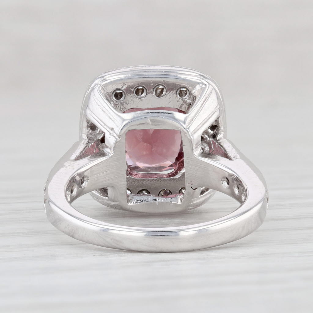 Light Gray 3.44ctw Red Burma Spinel Diamond Halo Ring 14k White Gold Size 5.5 Engagement