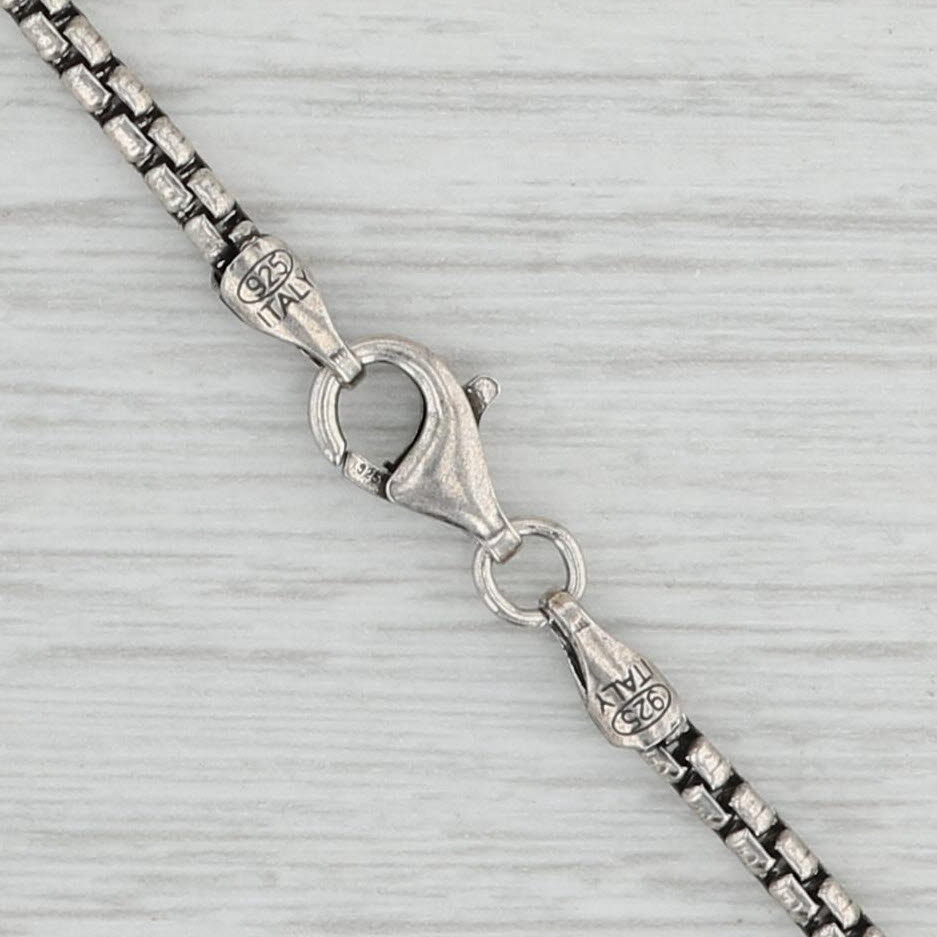 Light Gray New Box Chain Necklace Oxidized 925 Sterling Silver 18” 2.3mm