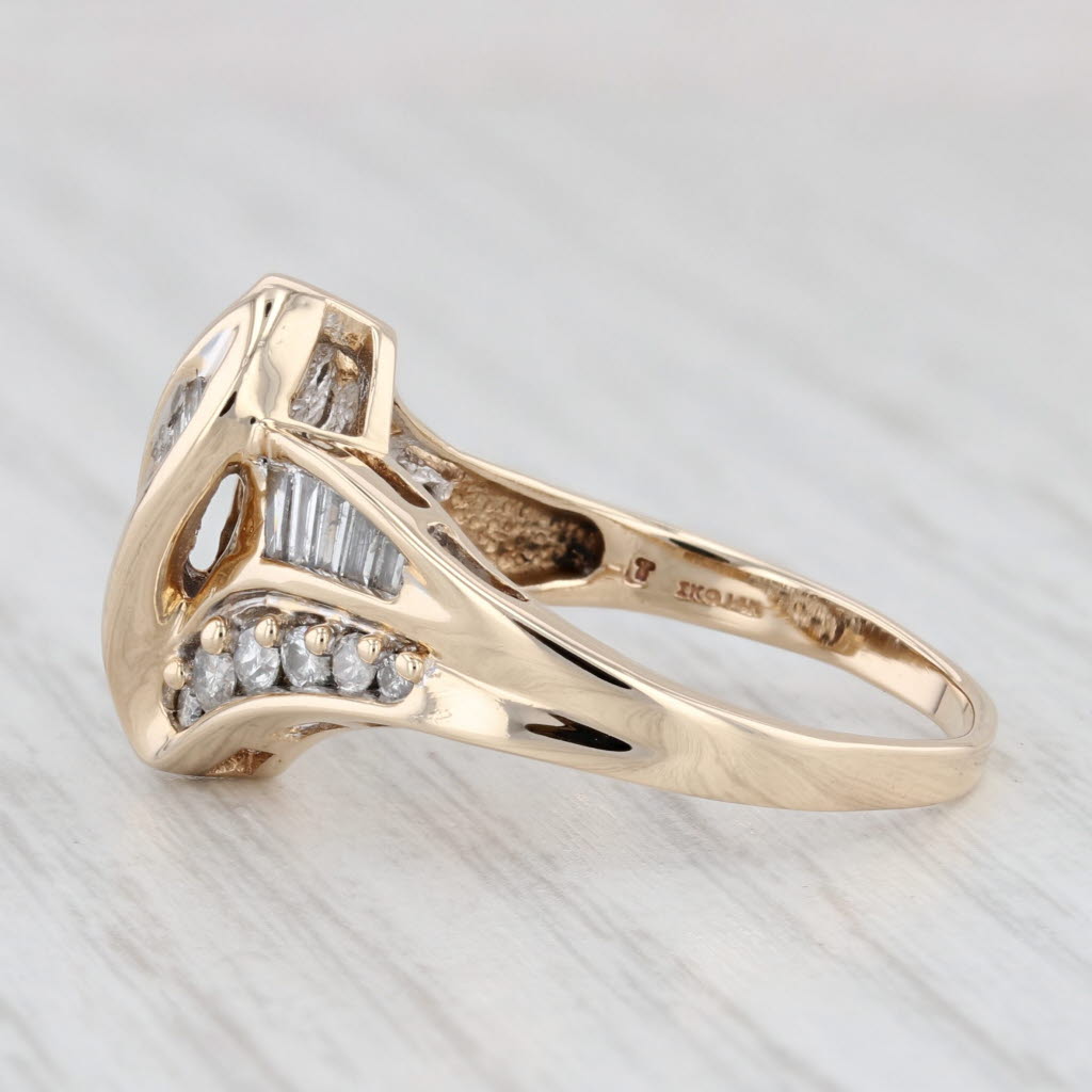 Light Gray 0.70ctw Diamond Bypass Ring 14k Yellow Gold Size 9.25