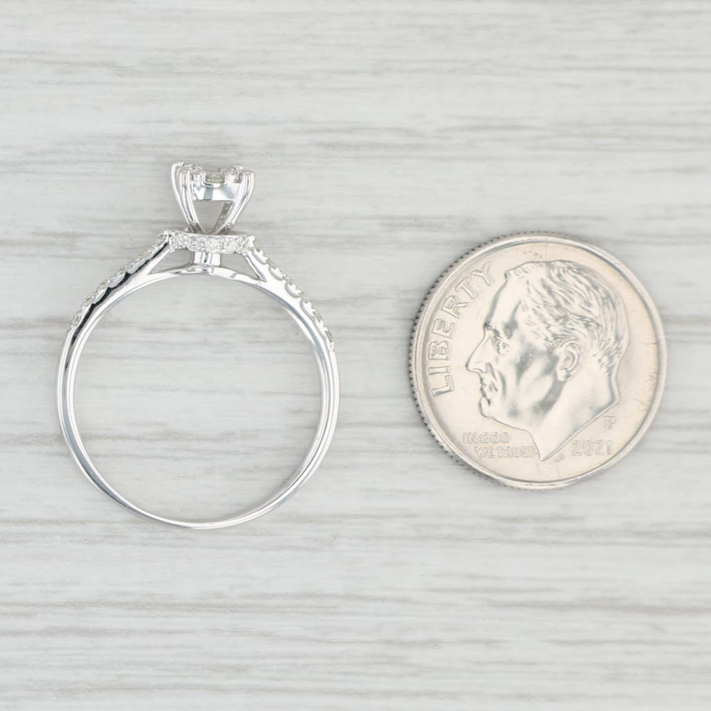 Light Gray 0.24ctw VS2 Round Diamond Engagement Ring 14k White Gold Size 7