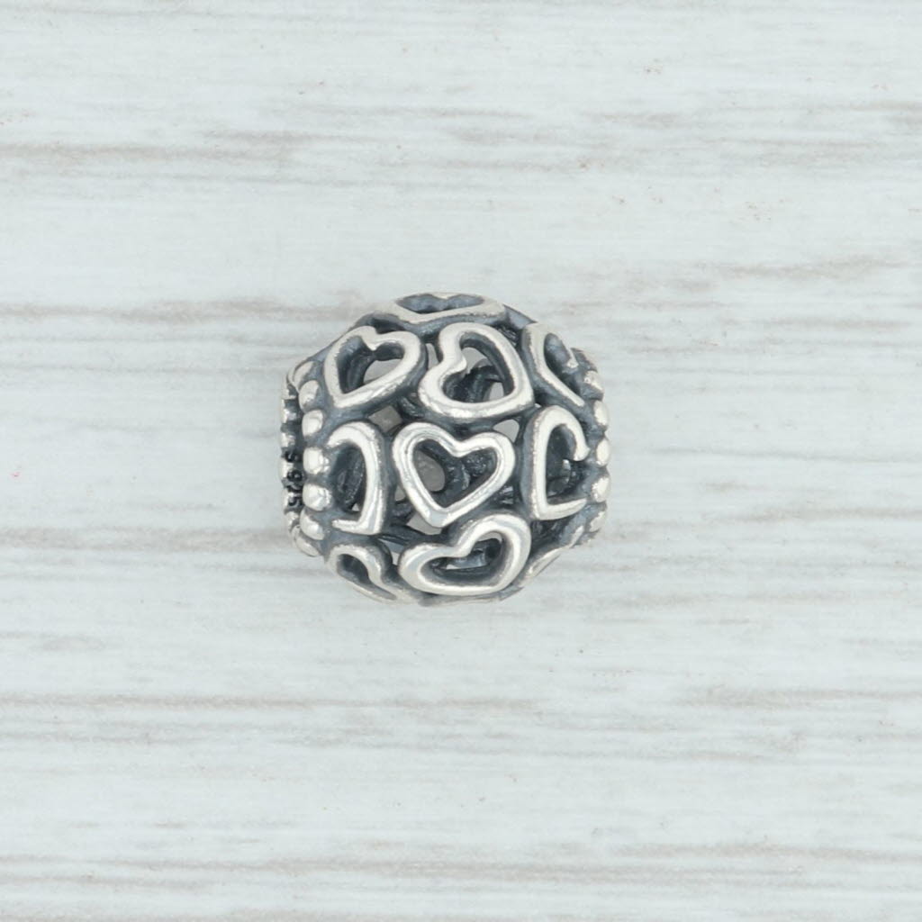 Light Gray New Authentic Pandora Open Your Heart Charm 790964 Sterling Silver Bead