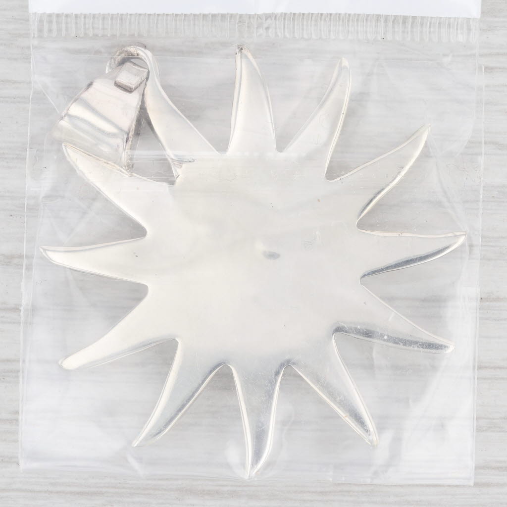 Light Gray New Flower Pendant Sterling Silver Celestial Sun Statement Green Resin