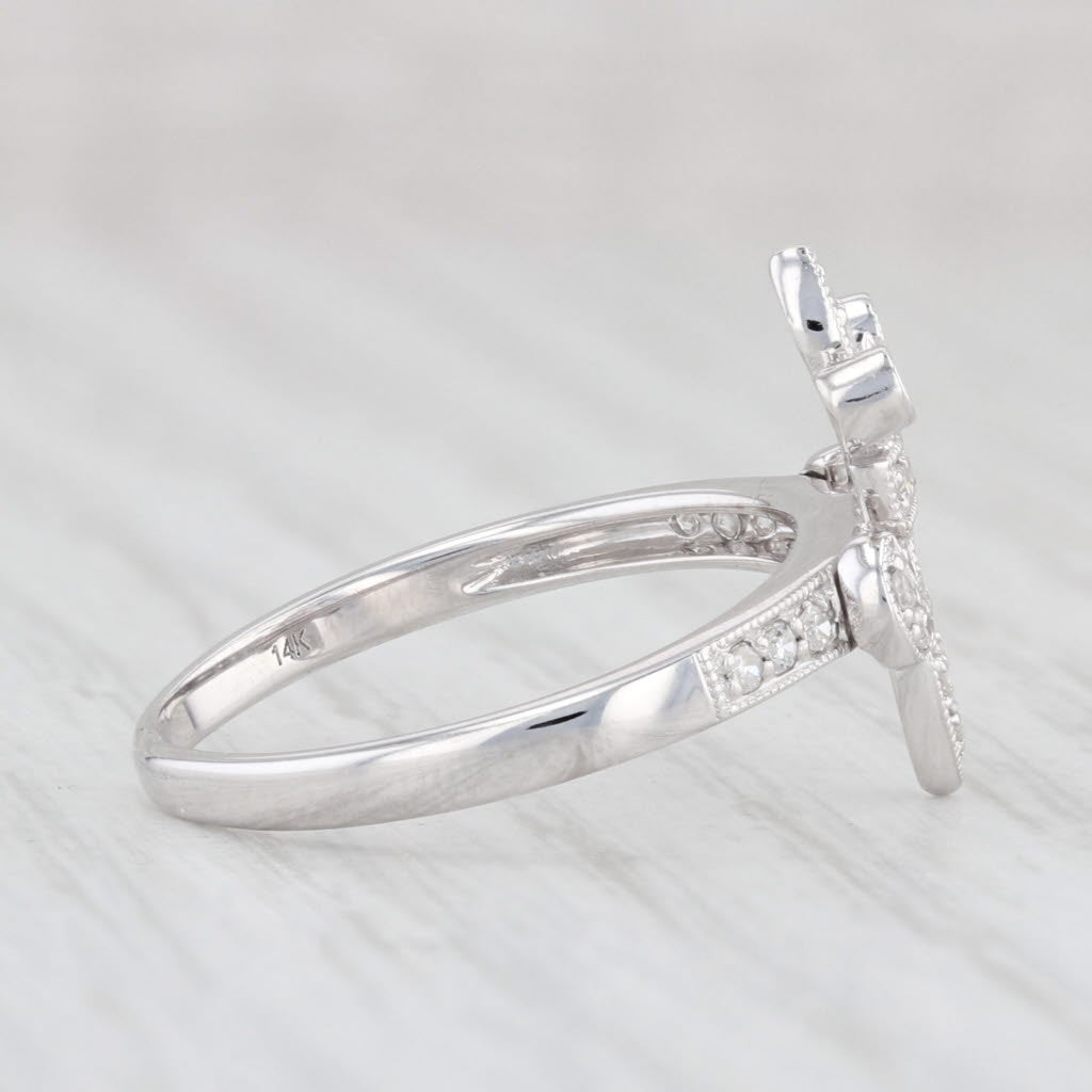 Light Gray 0.14ctw Diamond Fleur De Lis Ring 14k White Gold Size 5.25