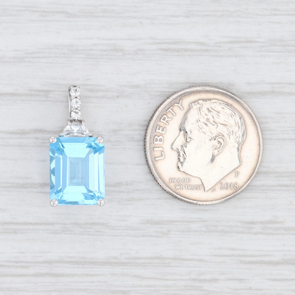 Light Gray New Blue White Topaz Drop Pendant 10k White Gold