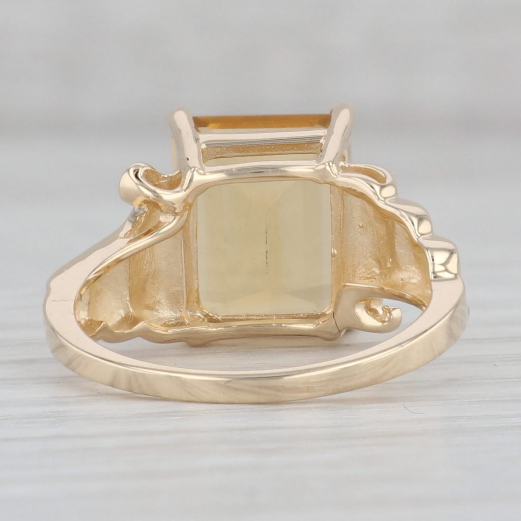 Gray 4.50ct Emerald Cut Citrine Solitaire Ring 14k Gold November Birthstone Size 7