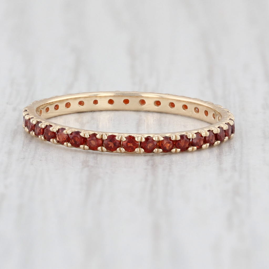Light Gray New 0.98 Red Garnet Eternity Band 14k Yellow Gold Stackable Ring Size 6.75