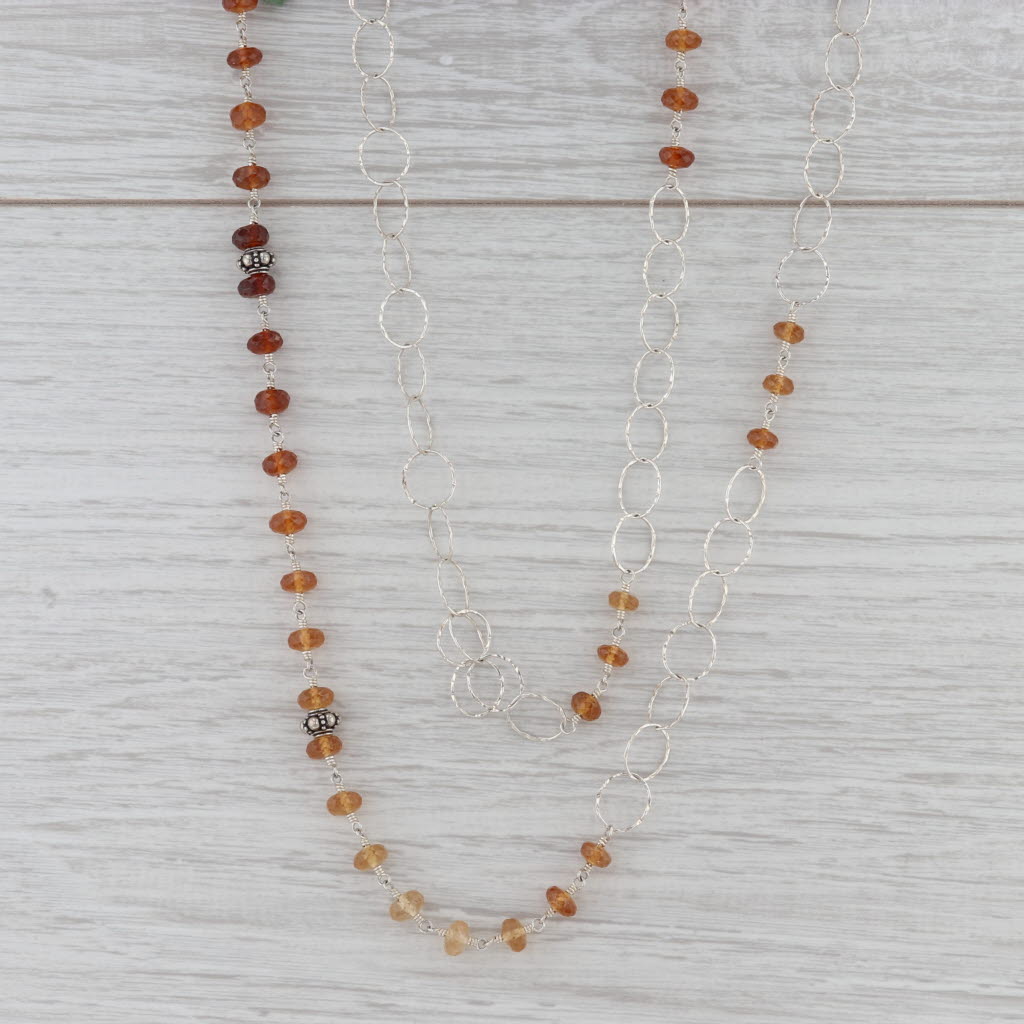 Gray New Nina Nguyen Garnet Bead Necklace Melody Chain Adjustable Sterling Silver