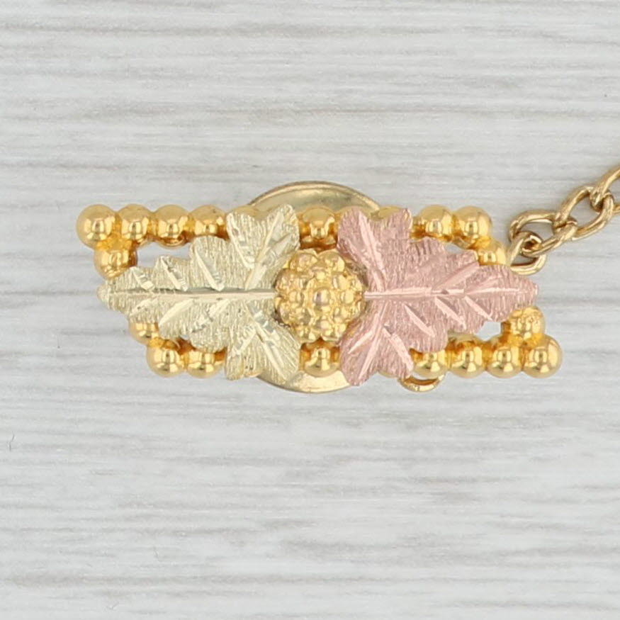 Light Gray Landstroms Black Hills Gold Leaf Tie Tac Pin 10k Yellow Rose Green Gold
