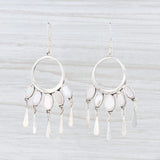 Light Gray New Mother of Pearl Fringe Circle Earrings Sterling Silver Hook Posts Dangle