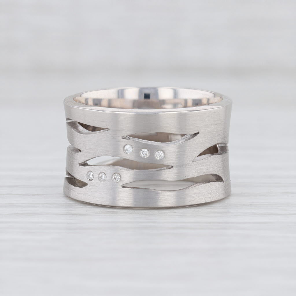 Light Gray New Bastian Inverun Ring Sterling Silver Sparkling Diamonds 26071 12883 Sz 54 7