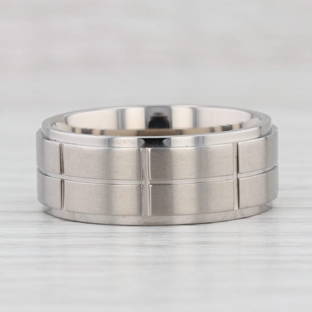 Light Gray New Beveled Brushed Titanium Ring Wedding Band Size 8