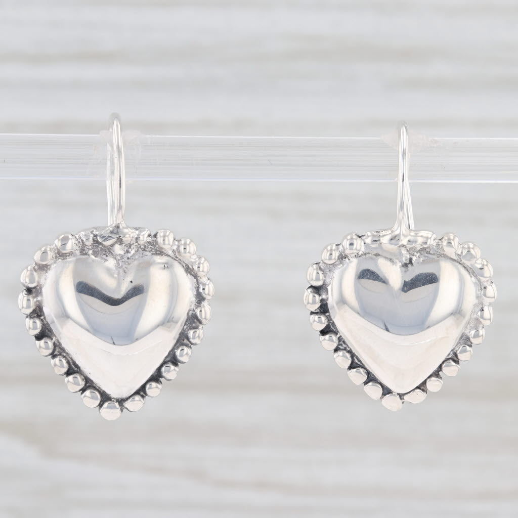 Light Gray New Heart Drop Earrings Sterling Silver Hook Posts Pierced