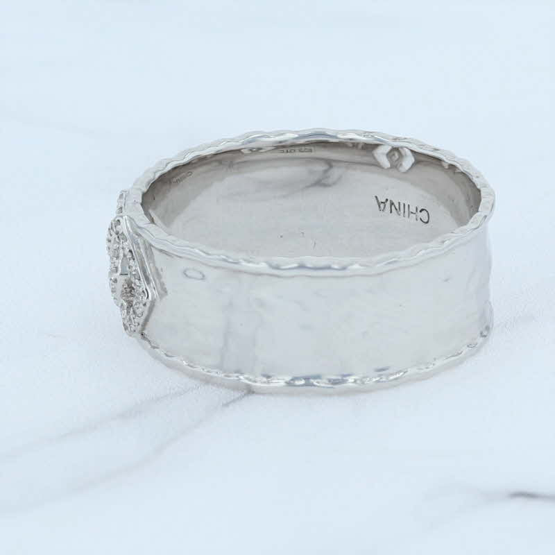 Lavender New Diamond Cutout Wide Ring Sterling Silver Size 6.75 Interlocking Band