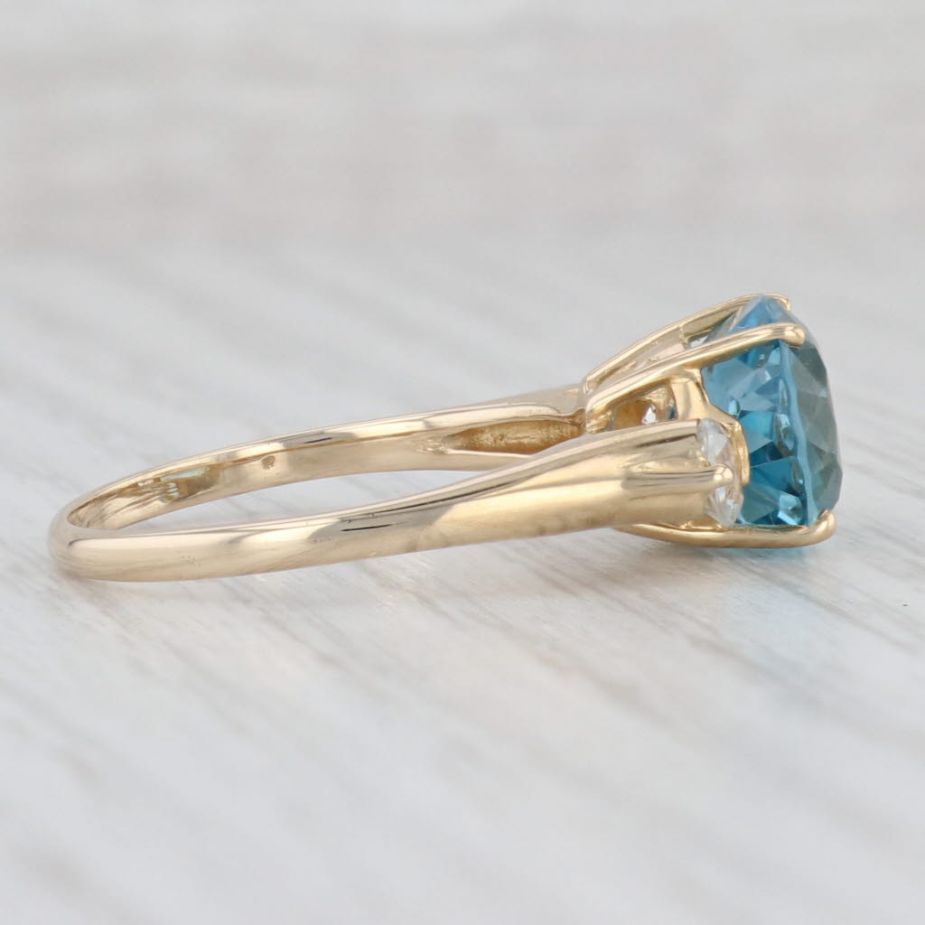 Light Gray 5.6ctw Blue Topaz White Topaz Ring 14k Yellow Gold Size 9.75 Oval Solitaire