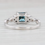 Light Gray 1ct Blue Princess Diamond Solitaire Engagement Ring 18k Gold Sz 6.5 Celtic Knots