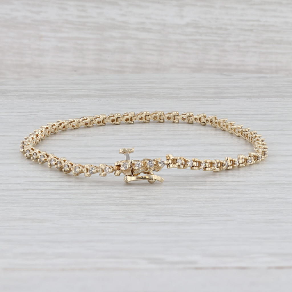 Light Gray 0.80ctw Diamond Tennis Bracelet 14k Yellow Gold 7" 3mm