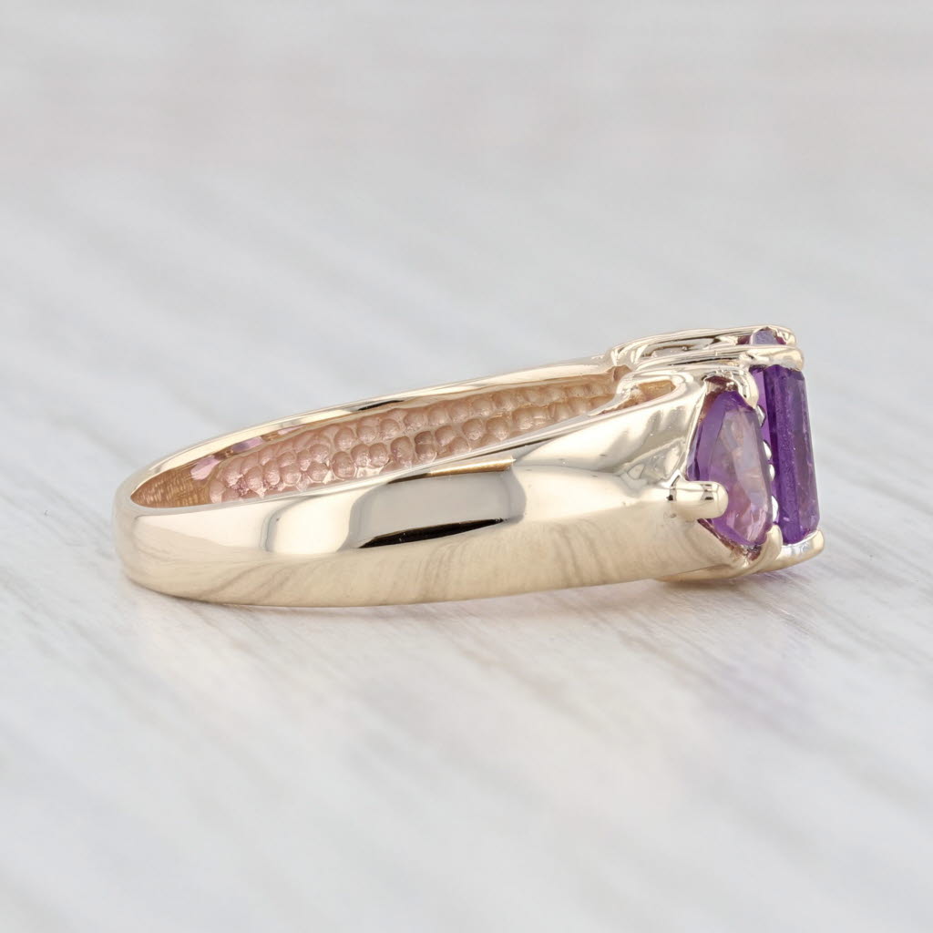 Light Gray 1.82ctw Amethyst Diamond Ring 10k Yellow Gold 3-Stone Size 7