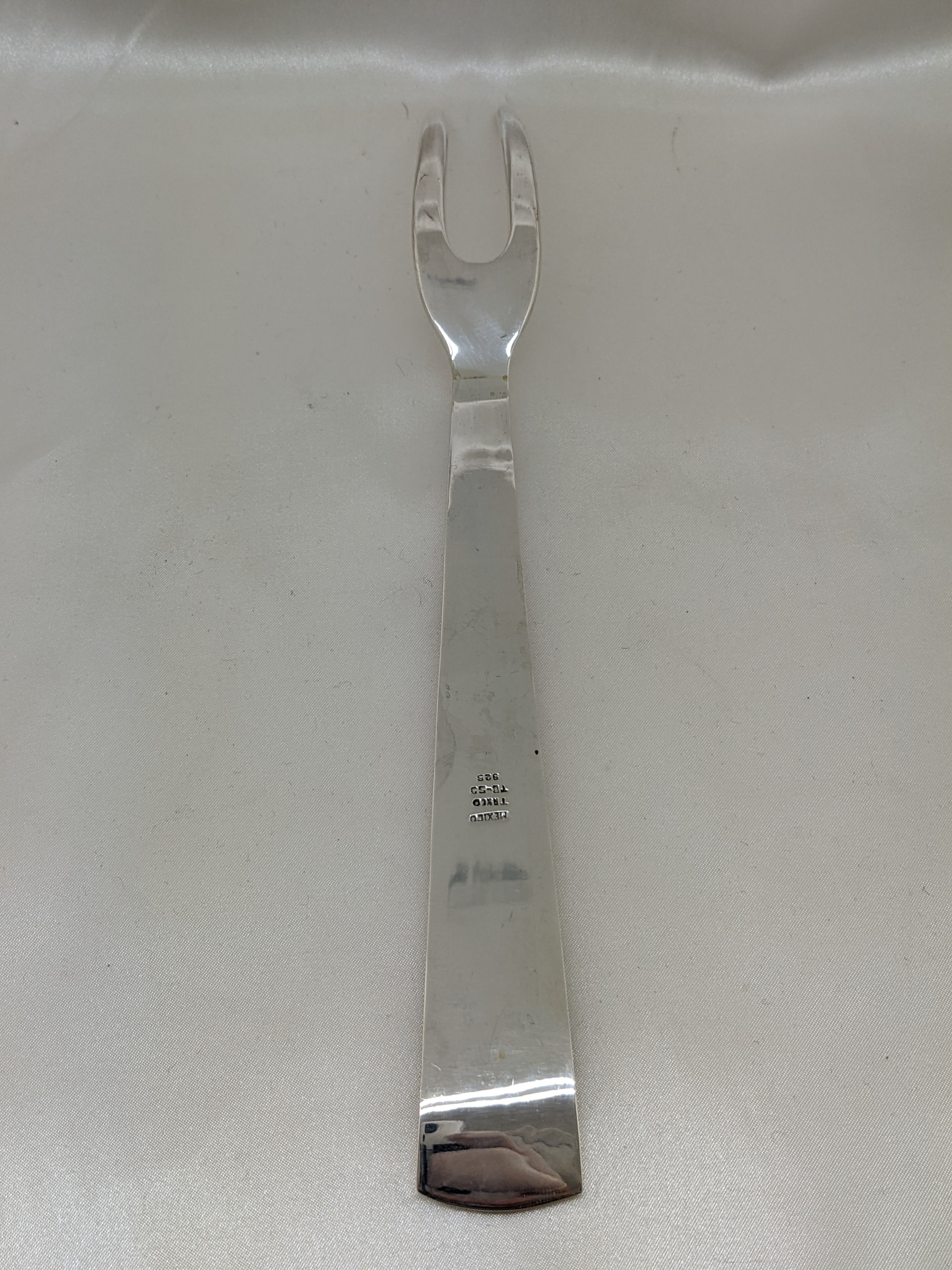 Dark Gray Carving Set Fork & Knife Sterling Silver TB-59 Taxco Colonial Blade 9.75" 13"