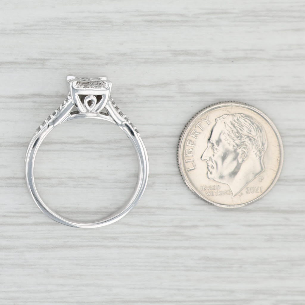 Light Gray 0.34ctw Princess Diamond Engagement Ring 10k White Gold Size 7 Cathedral Band