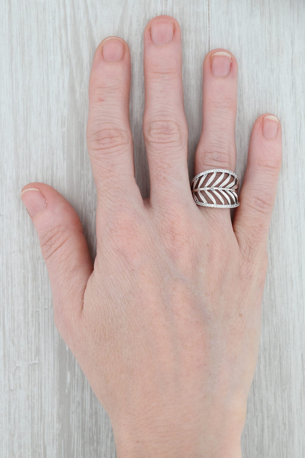 Gray New Authentic Pandora Tropical Palm Leaf Ring Sterling Silver 190952CZ Size 50 5
