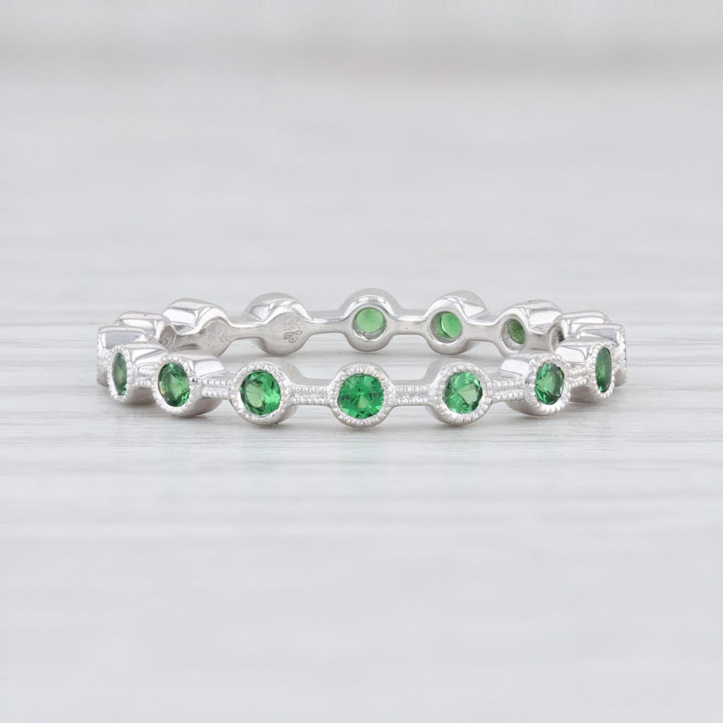 Light Gray New Beverley K Tsavorite Green Garnet Stackble Ring 18k White Gold Eternity Band