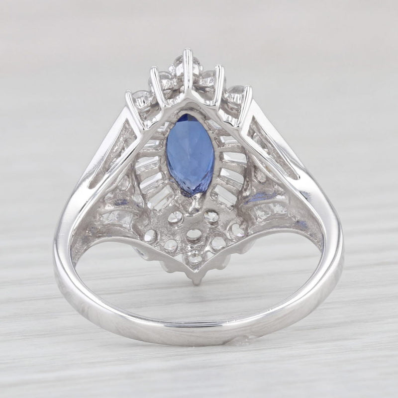 Light Gray 1.90ctw Marquise Lab Created Sapphire Ring 10k White Gold Size 8.25