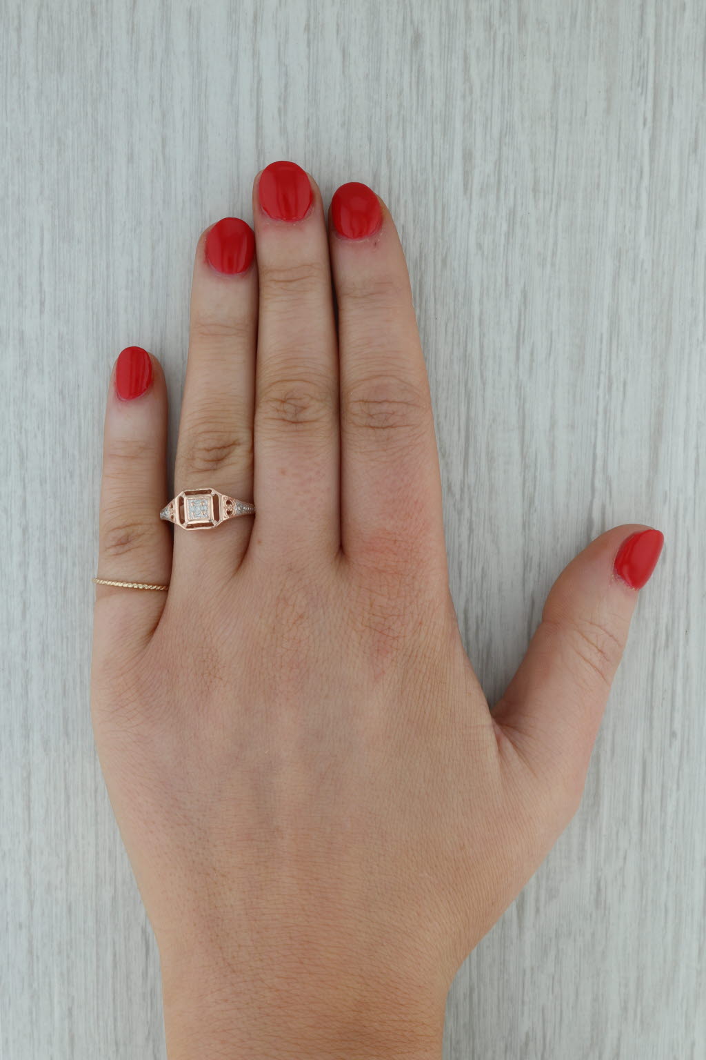 Dark Gray Round Brilliant Diamond Ring 14k Rose Gold Size 7.25 Engagement