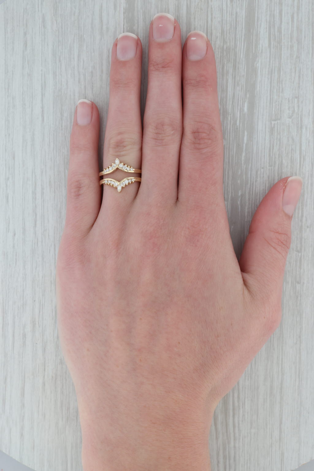 Dark Gray 0.47ctw Diamond Ring Jacket Guard 14k Yellow Gold Size 7 Bridal Wedding Band