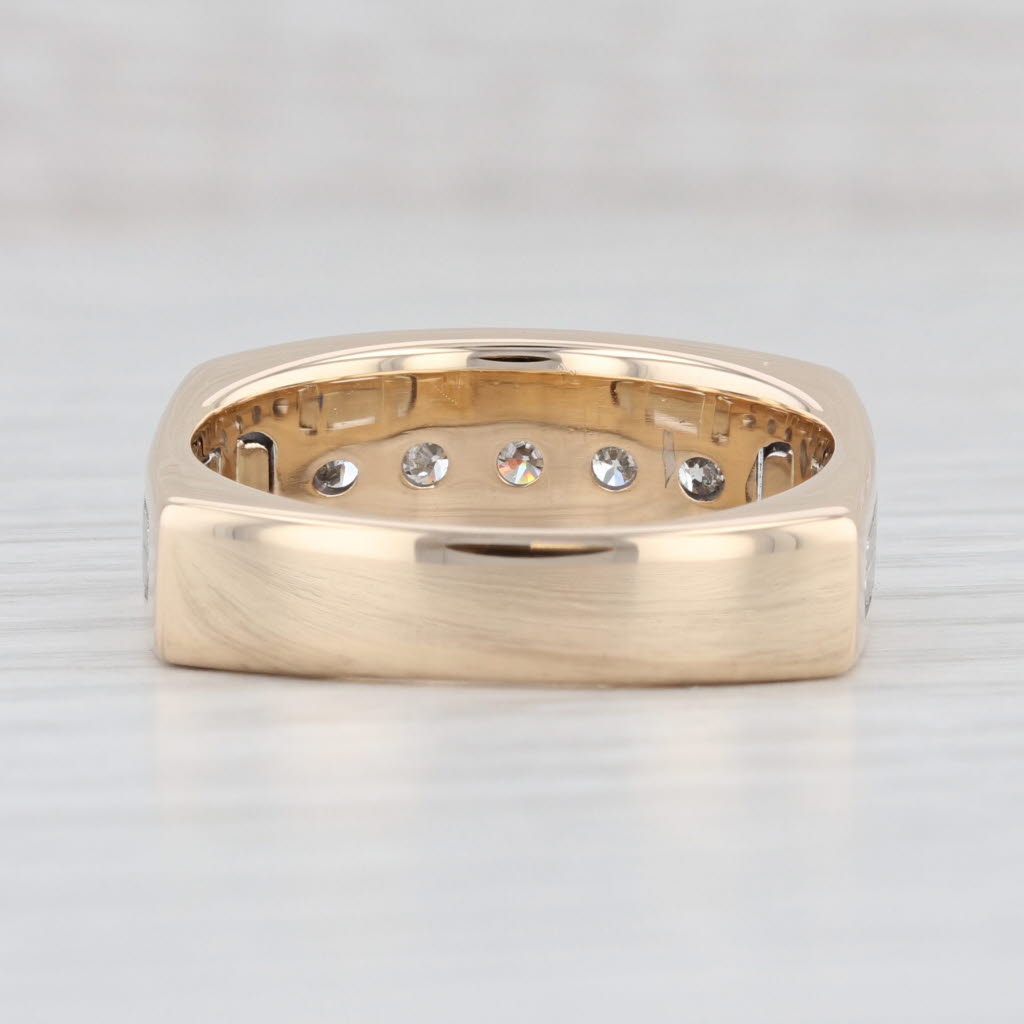 Light Gray 1ctw Diamond Men's Ring 14k Yellow White Gold Euro Shank Size 10.25 Wedding Band