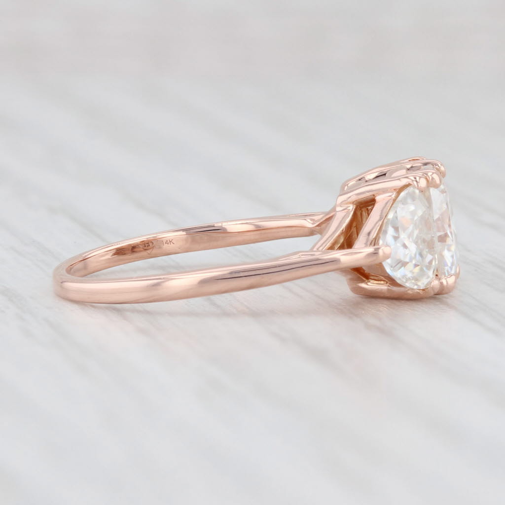 Light Gray 2.70ctw Moissanite 3-Stone Ring 14k Rose Gold Size 6 Engagement