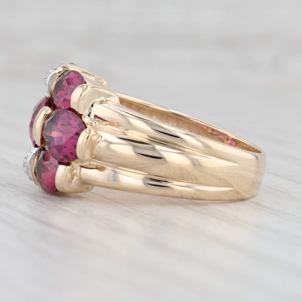 Light Gray 5.3ctw Rhodolite Garnet Cluster Ring 14k Yellow Gold Size 7.25 Cocktail